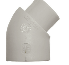 CODO 45° FUSIÓN SOCKET MACHO CLASE: 2,70°C, 8 BAR; 20°C 20 BAR